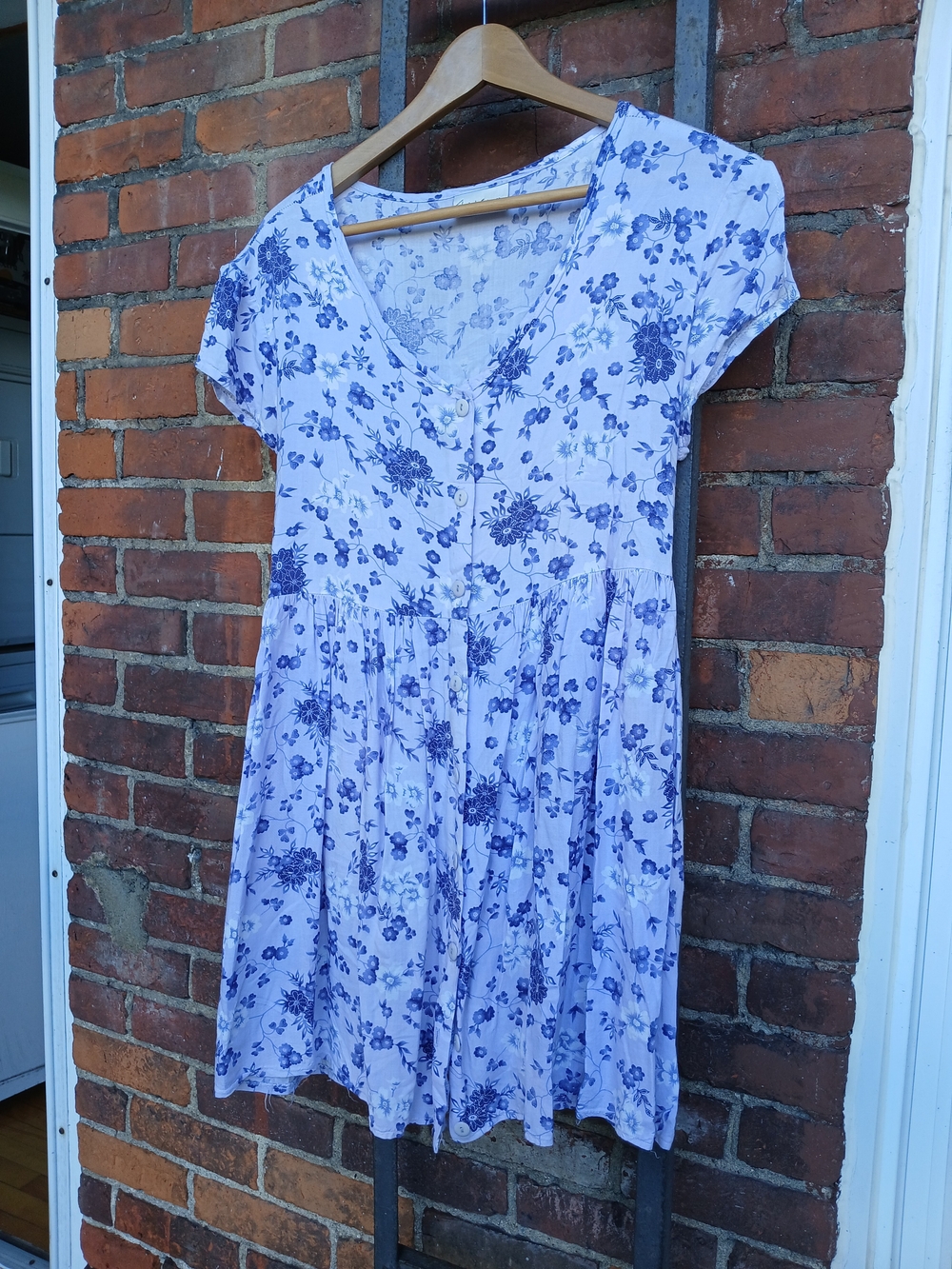 Lilac Baby Doll Button-Front Short Sleeve Dress - Purple
